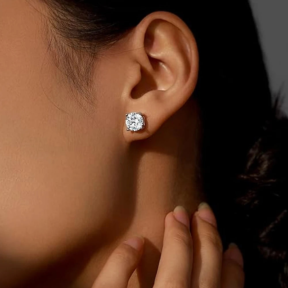 Moissanite Stud Earrings, 0.3ct to 7ct in 925 Silver