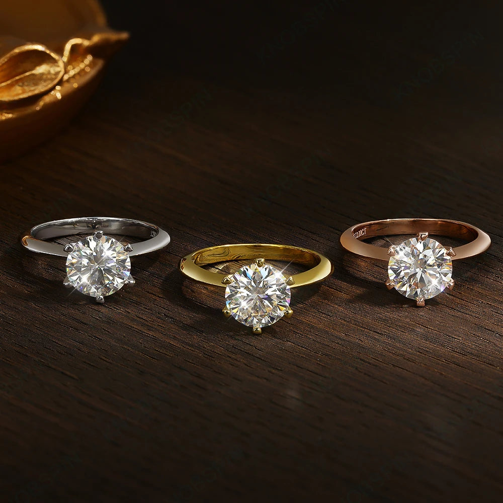 Six Prong Moissanite Solitaire Ring, 0.5ct to 10ct
