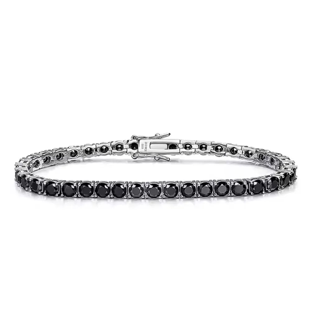 Tennis Bracelet, 3mm to 5mm in Black or Gold 925 Silver