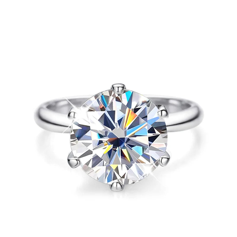 Round Moissanite Ring, 0.5ct to 10ct with Certificate