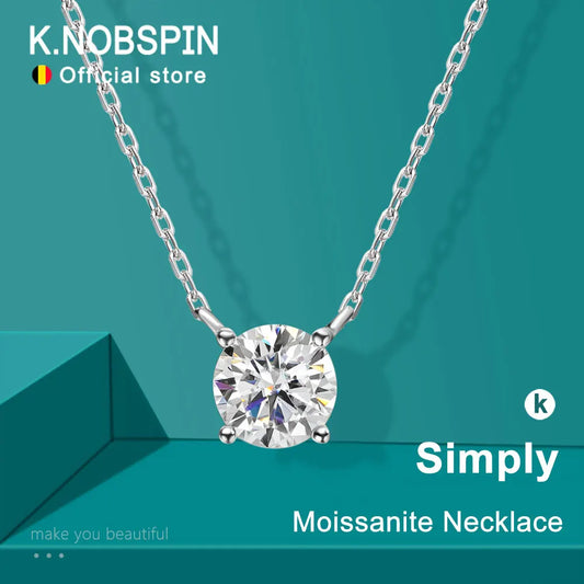 Solitaire Moissanite Necklace, 1ct to 5ct GRA Certified