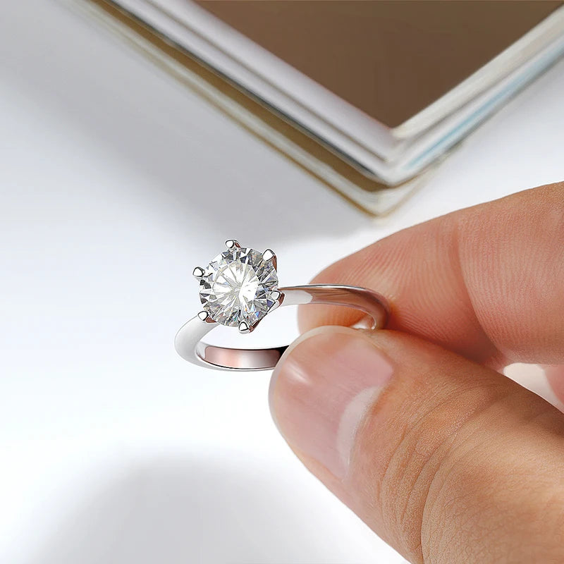 Moissanite Solitaire Ring, 0.5ct to 10ct, VVS1 Certified