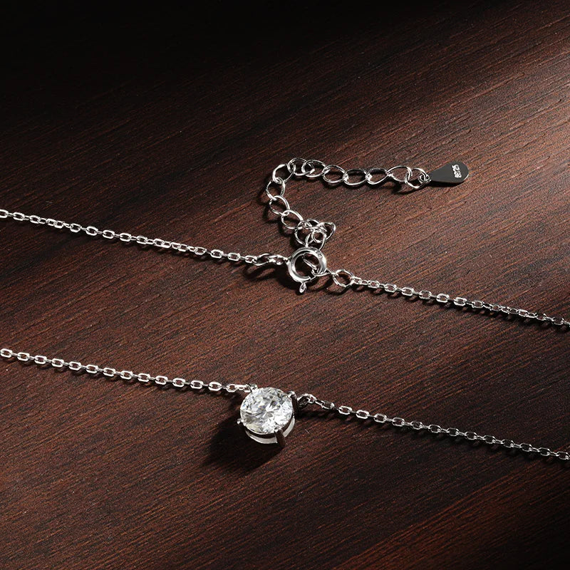 Solitaire Moissanite Necklace, 1ct to 5ct GRA Certified