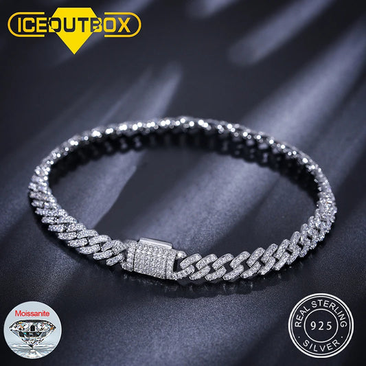 6mm Moissanite Cuban Chain in 925 Sterling Silver