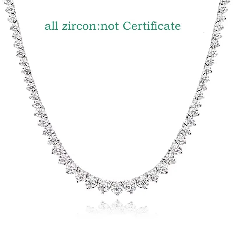 Graduated Tennis Necklace, Moissanite or Zircon, 925