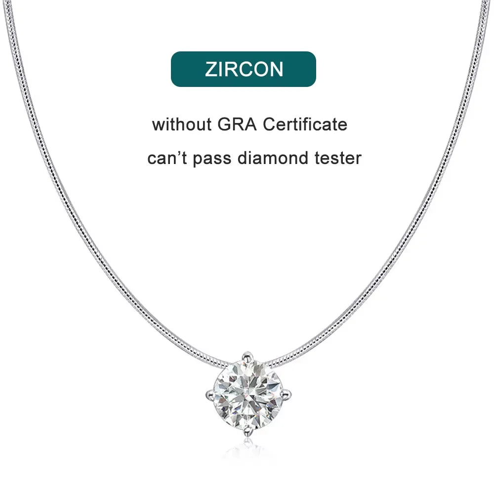 Dainty Moissanite Pendant Necklace, 0.5ct to 2ct s925