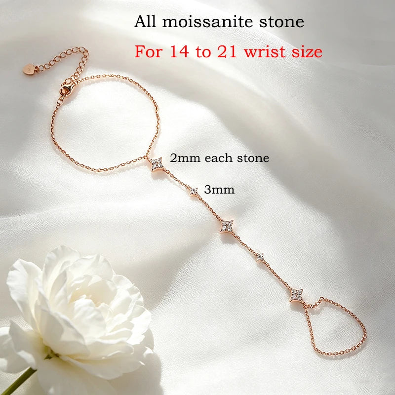 Certified Moissanite Bracelet, 14cm to 21cm Adjustable