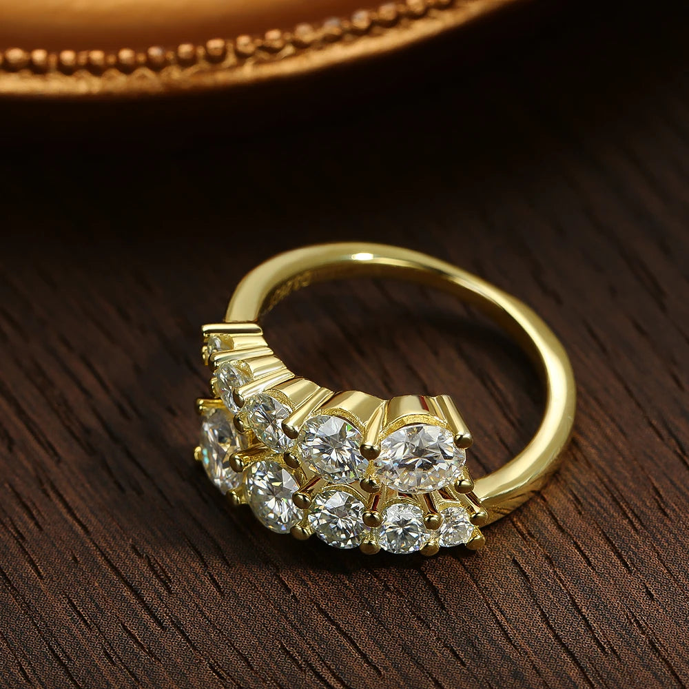 3.26cttw Moissanite Ring, GRA Certified in 925 Silver