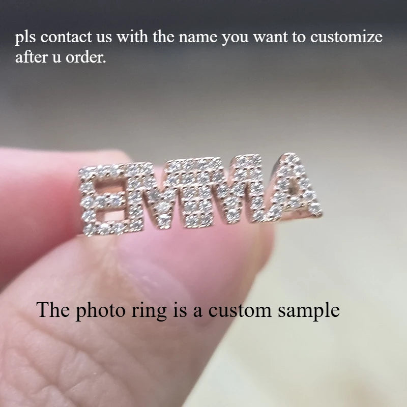 Personalised Name Ring with Moissanite, 925 Silver