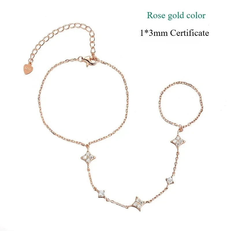 Certified Moissanite Bracelet, 14cm to 21cm Adjustable