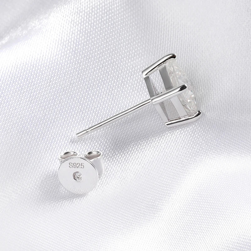 Princess Cut Stud Earrings, 0.4ct to 5ct in 925 Silver