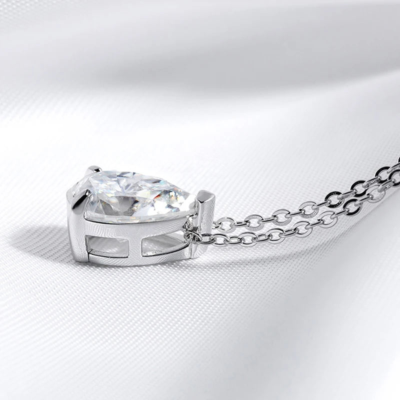 Pear Moissanite Pendant Necklace, 1ct to 4ct, 3 Styles