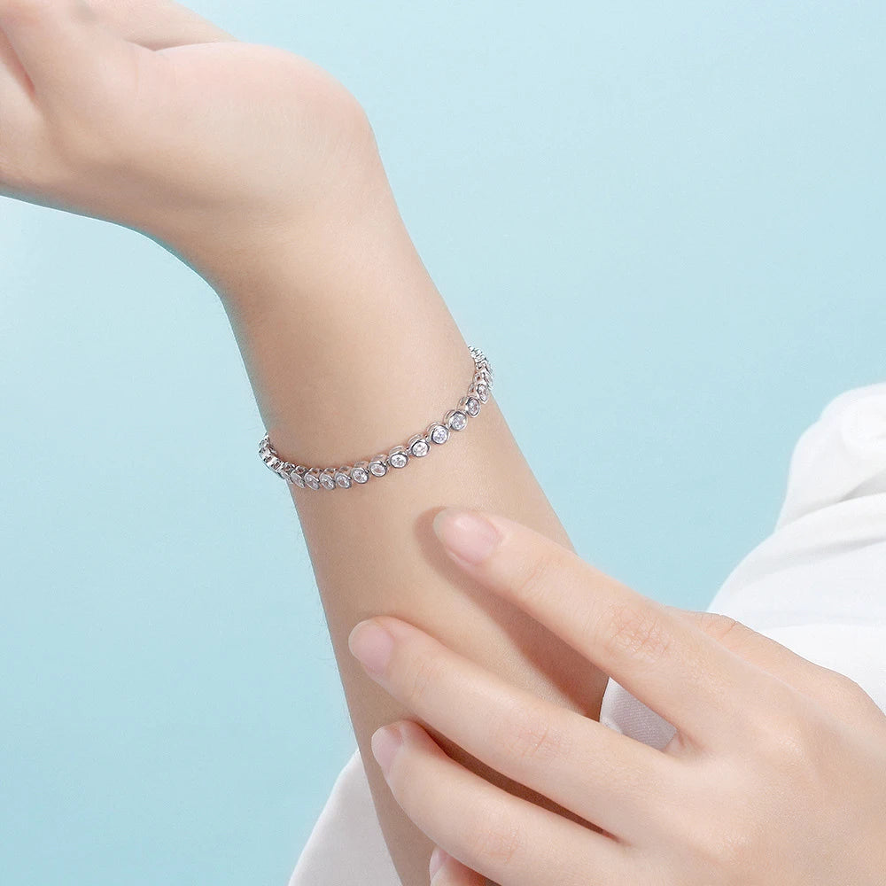 Round Tennis Bracelet, 2mm or 3mm in 925 Silver