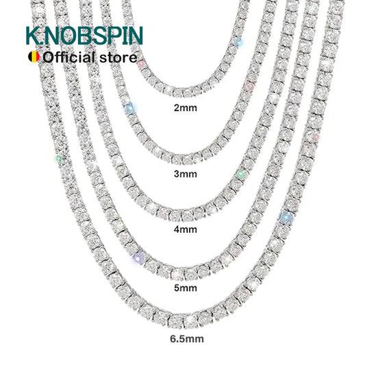 Moissanite Tennis Necklace, 2mm to 6.5mm in 925 Silver