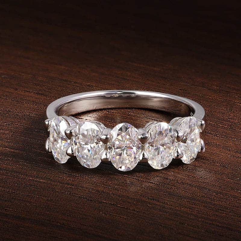 4x6mm Oval Moissanite Ring, GRA Certified 925 Silver