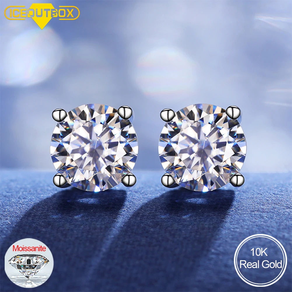 Moissanite Stud Earrings, 3mm to 10mm Screw Back