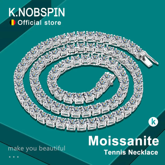 Moissanite Tennis Chain, 3mm to 5mm in Silver