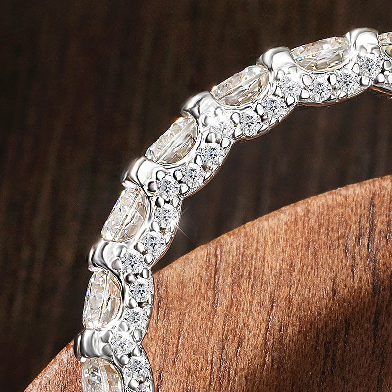 2.5ct Moissanite Wedding Band in 925 Silver, GRA