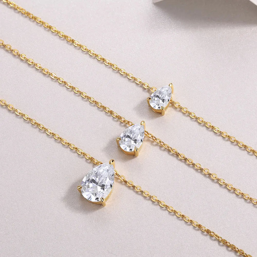 Pear Moissanite Pendant Necklace, 1ct to 4ct