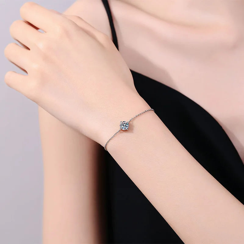 1ct 6.5mm Adjustable Chain Bracelet in 925 Silver