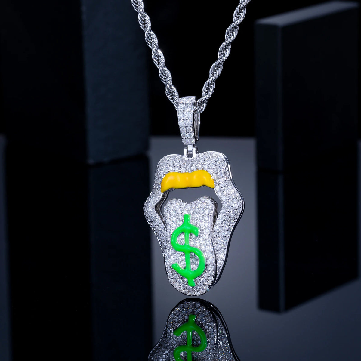 Moissanite Pendant Necklace, Skull, Heart or Dollar