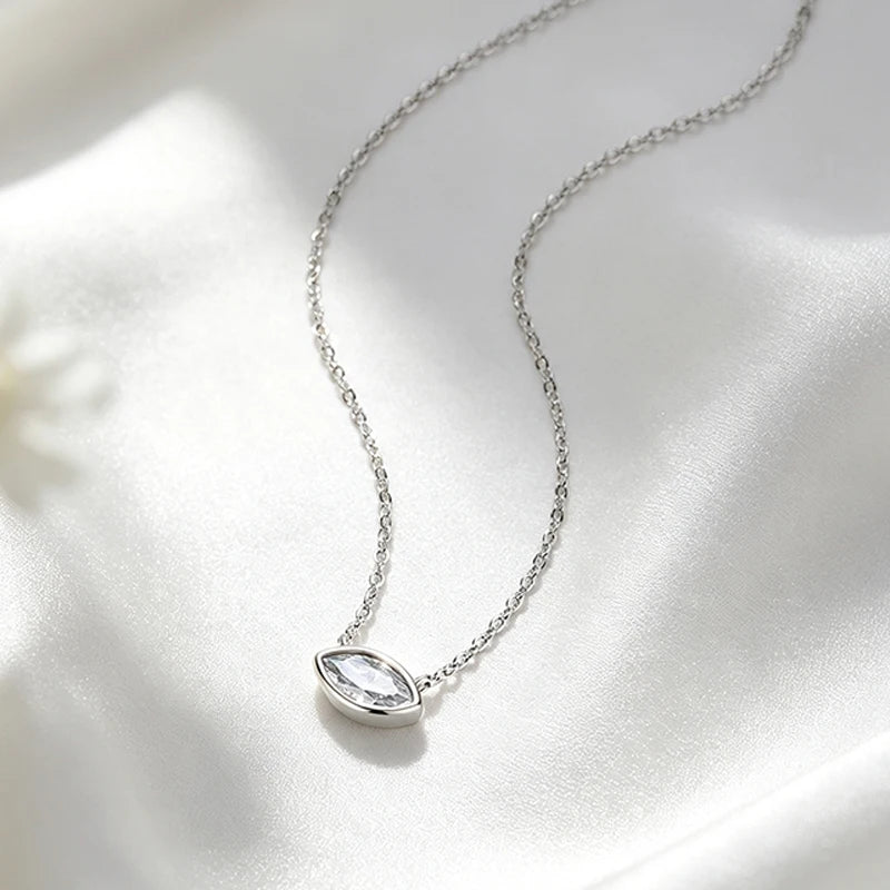 4x8mm Marquise Moissanite Necklace, D VVS1 in 925