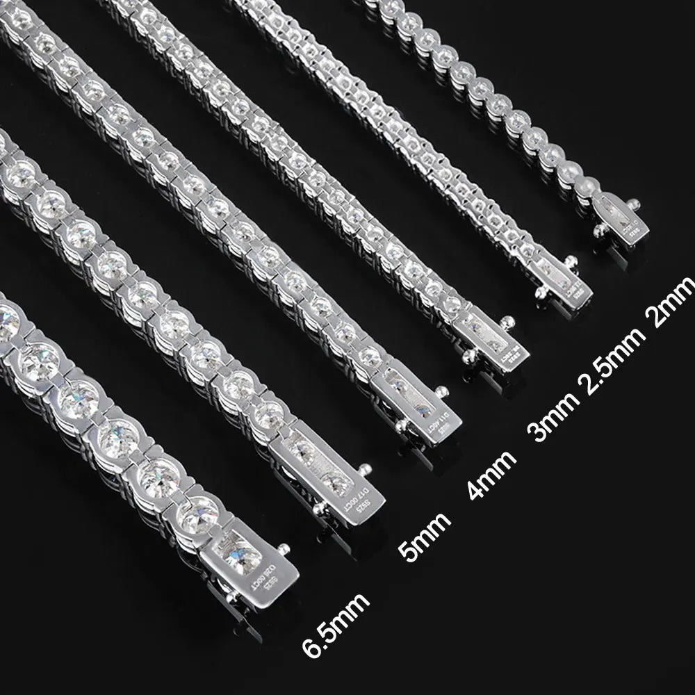 Moissanite Tennis Bracelet, 2mm to 6.5mm in 925 Silver