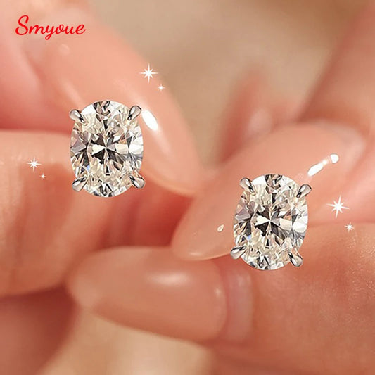 Oval Moissanite Studs, 1ct to 4ct GRA Certified
