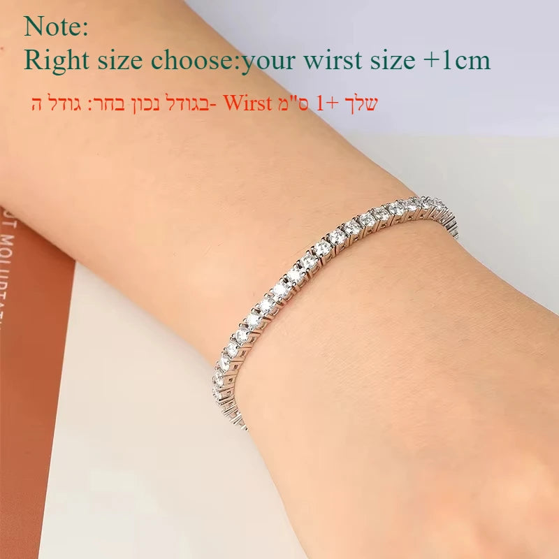 Moissanite Tennis Bracelet, 2mm to 6.5mm in 925 Silver