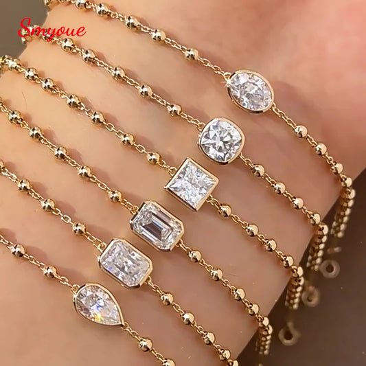 1ct D VVS1 Moissanite Bead Chain Bracelet, 6 Cuts