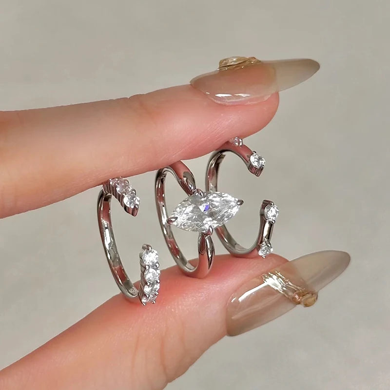 Marquise Moissanite Stacking Ring Set in 925 Silver