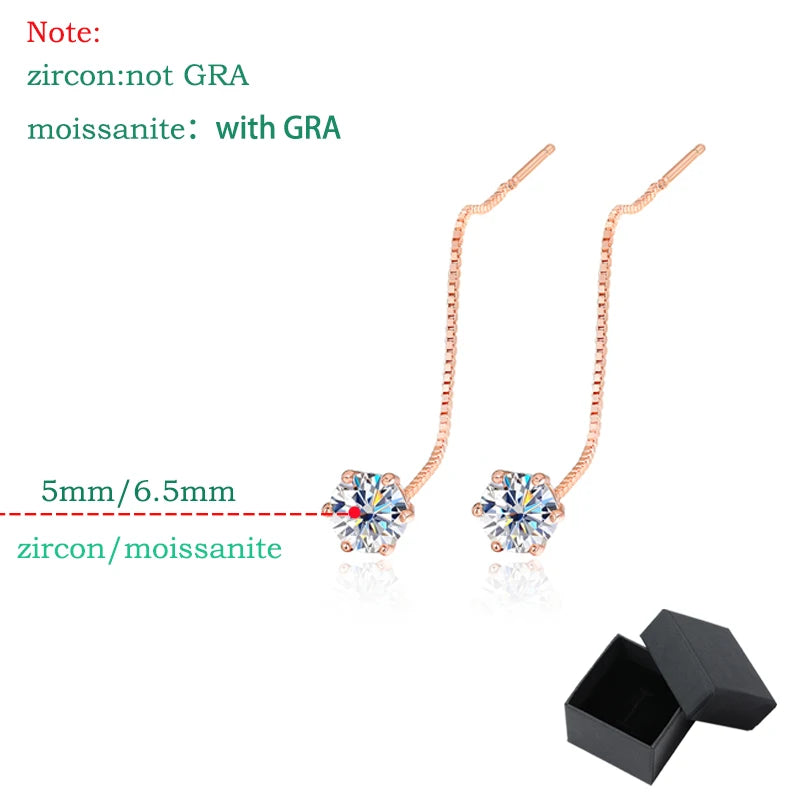 Moissanite Tassel Drop Earrings, 0.5ct or 1ct Each