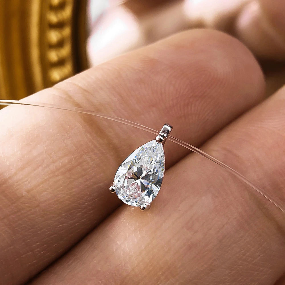 Moissanite Pendant Necklace, 1ct or 2ct in 925 Silver
