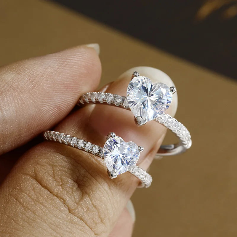 Heart Cut Moissanite Ring, 1ct or 2ct in 925 Silver