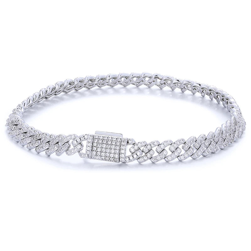 6mm Moissanite Cuban Chain in 925 Sterling Silver