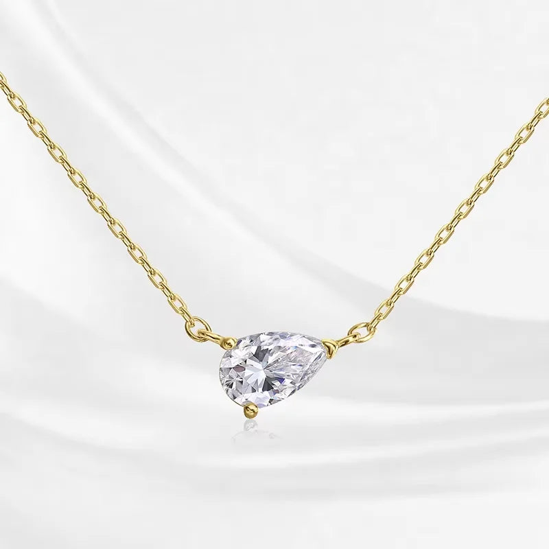 Pear Moissanite Pendant Necklace, 1ct to 4ct, 3 Styles