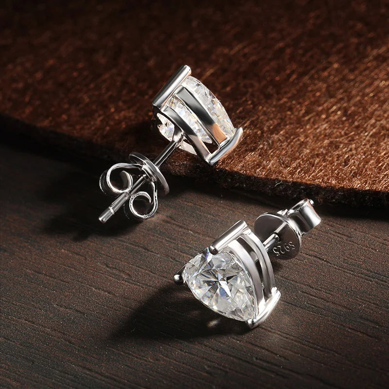 Heart Cut Stud Earrings, 0.5ct to 4ct
