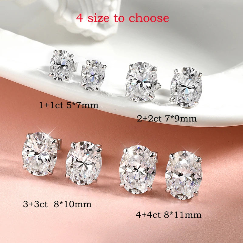 Oval Moissanite Studs, 1ct to 4ct GRA Certified