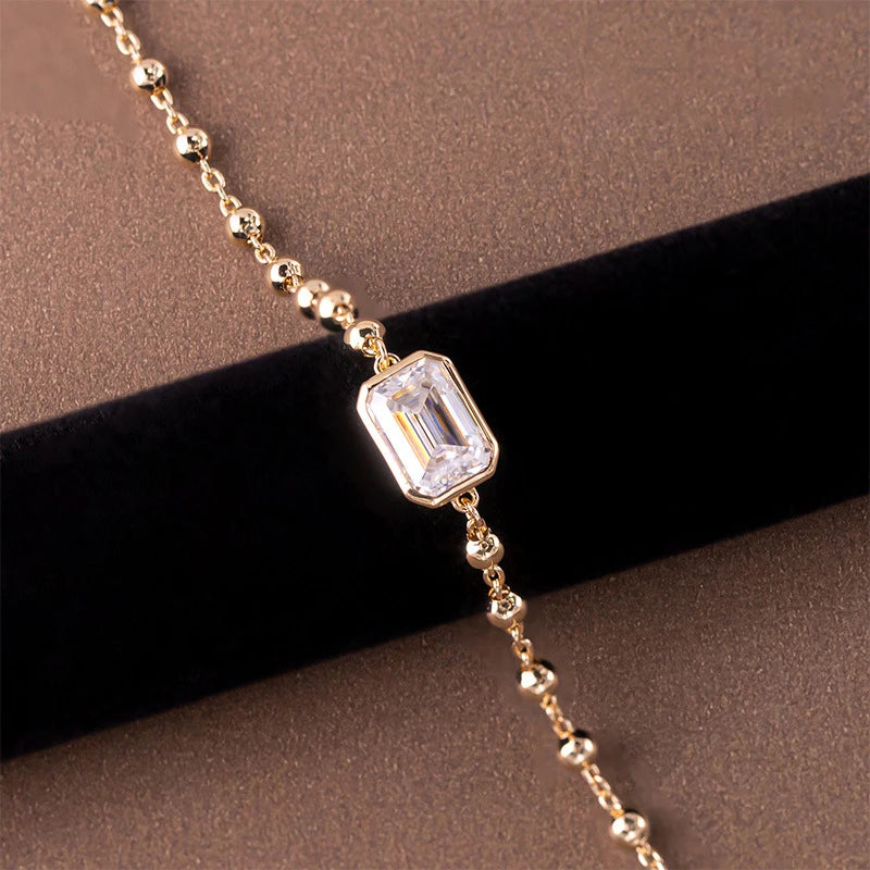 1ct D VVS1 Moissanite Bead Chain Bracelet, 6 Cuts