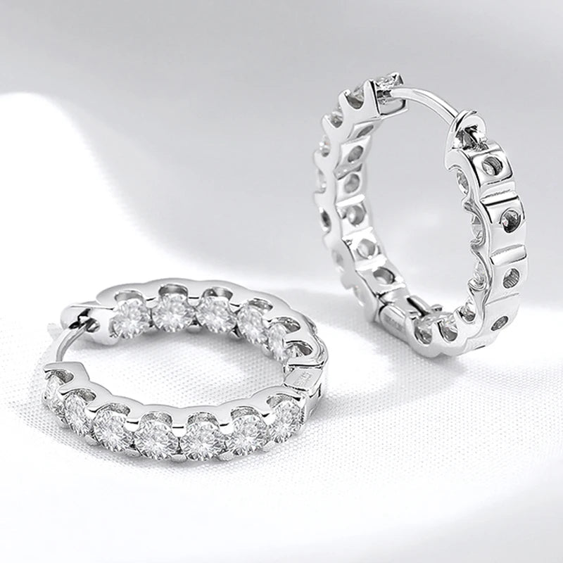 2.6cttw Moissanite Hoop Earrings in 925 Silver