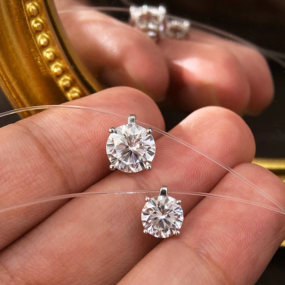 Moissanite Pendant Necklace, 1ct or 2ct in 925 Silver