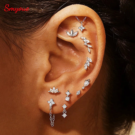 Flat Back Moissanite Piercing Studs in S925 Silver