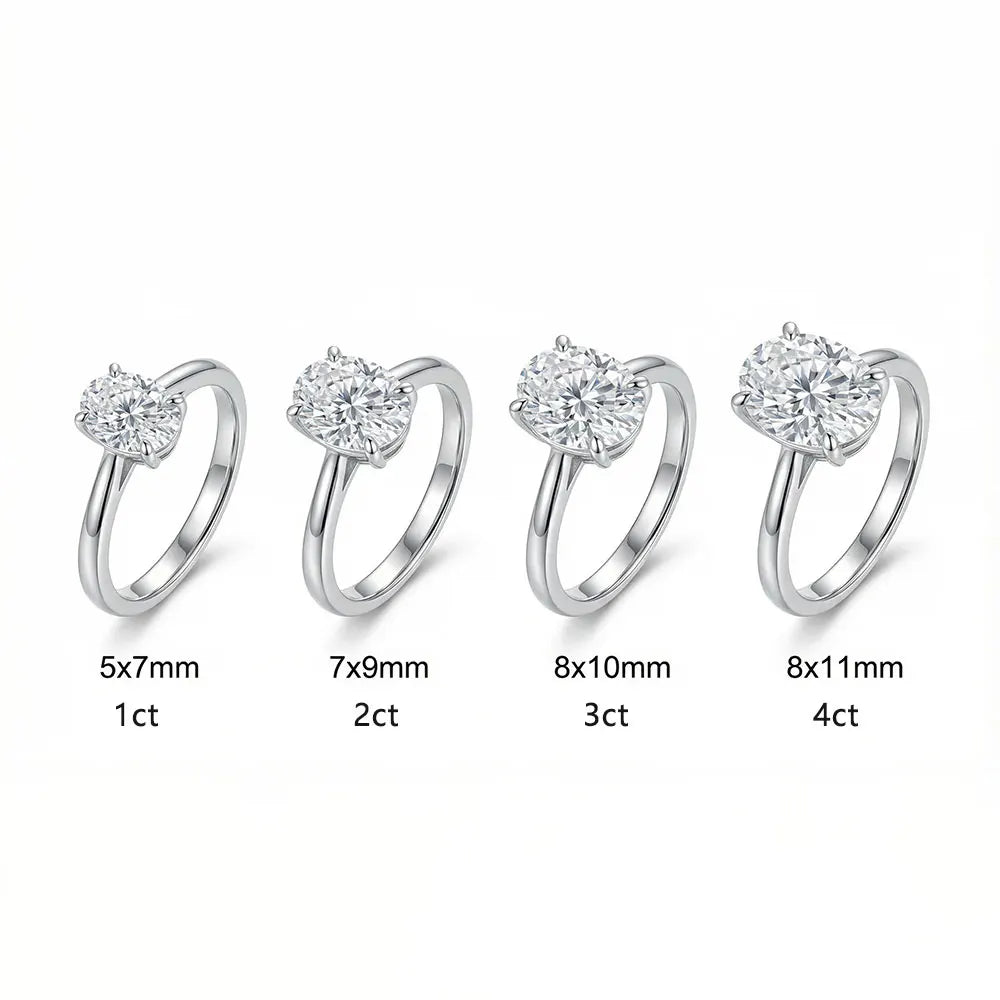 Oval Moissanite Ring, 1ct to 4ct GRA Certified