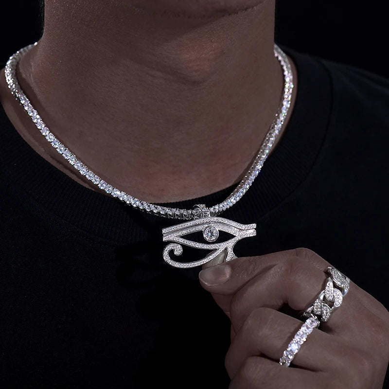 Eye of Horus Moissanite Pendant, With or Without Chain