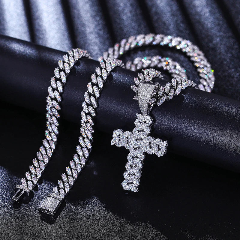 Moissanite Cross Pendant Necklace in 925 Silver