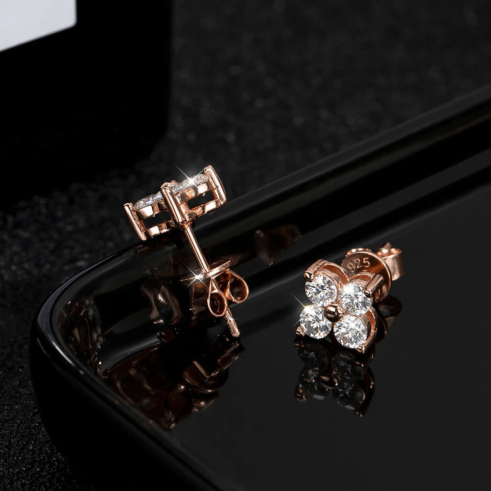 Moissanite Stud Earrings, 1 or 4 Piece Set in s925