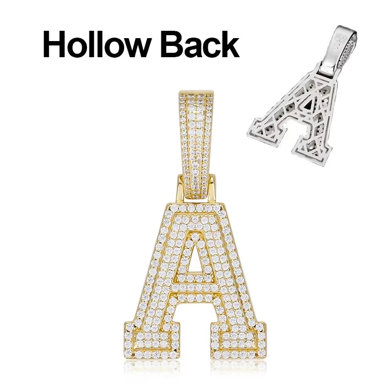 A to Z Letter Moissanite Pendant, Iced Out S925