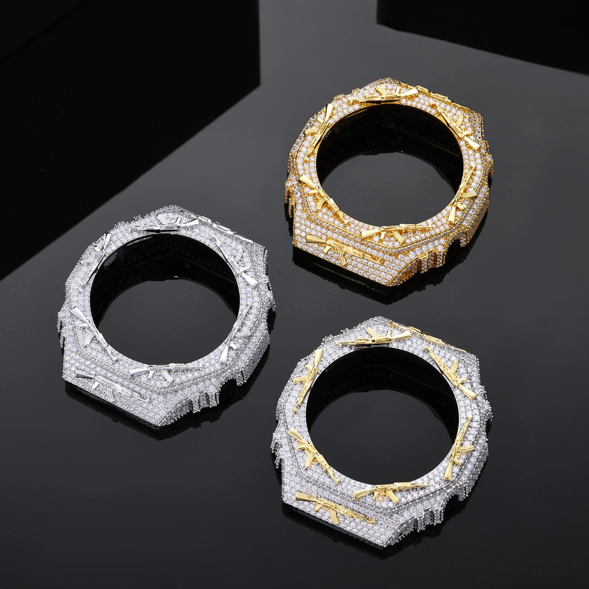 AK Style Iced Out Watch Case, Moissanite 925 Silver