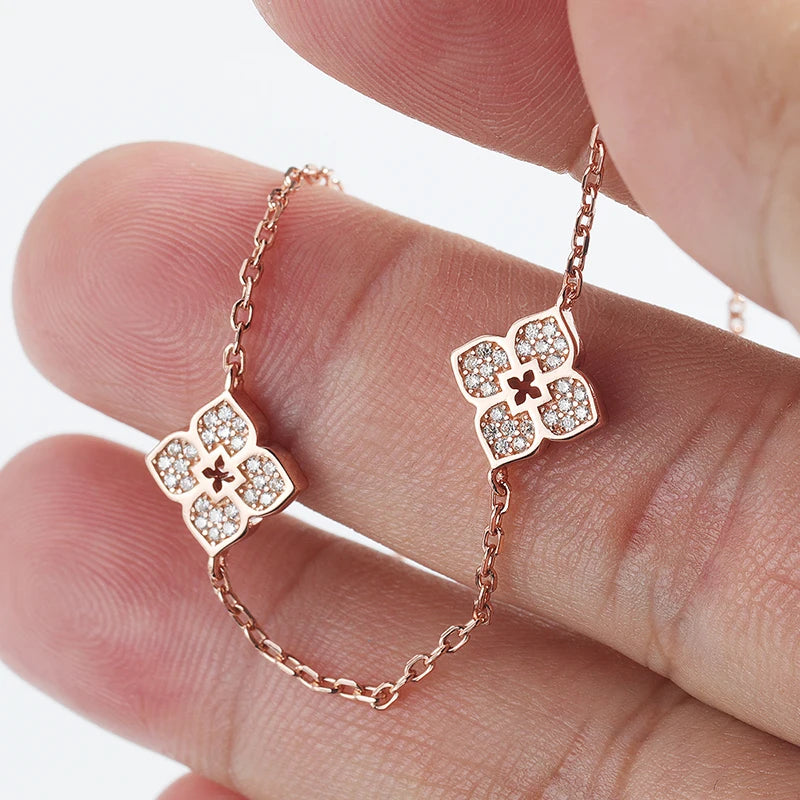 Flower Moissanite Choker Necklace, 925 Silver 18k Plated