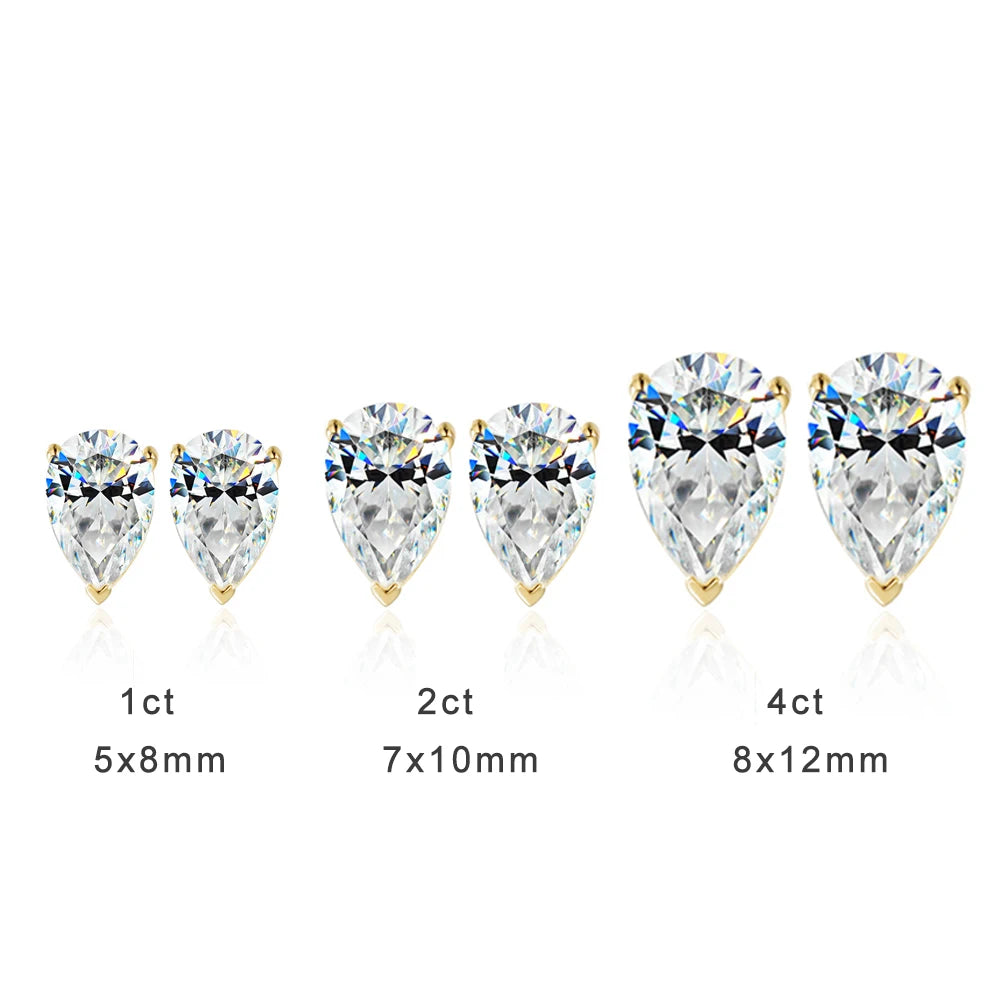 Pear Moissanite Stud Earrings, 0.5ct to 4ct GRA